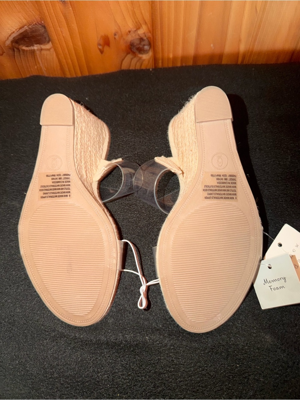 A New Day Clear Straps Espadrille Style Wedge Heels in Nude - Picture 2 of 13